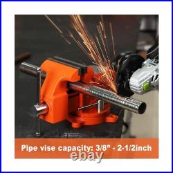 PONY Heavy Duty Bench Vise, 5-inch Jaw Width 4-inch Opening, Swivel. Fast Ship