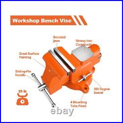 PONY Heavy Duty Bench Vise, 5-inch Jaw Width 4-inch Opening, Swivel. Fast Ship