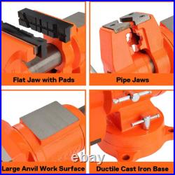 PONY Heavy Duty Bench Vises 360° Swivel Base With Anvil Utility Combination Vise