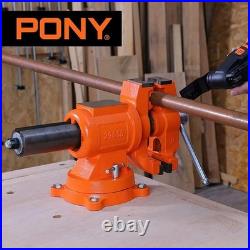 Pony 5 Inch Bench Vise 5512 LBS Clamping Force Heavy Duty 360 Degree Swivel Base