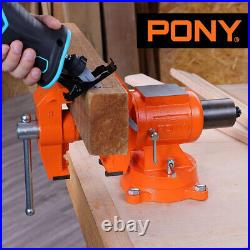 Pony 5 Inch Bench Vise 5512 LBS Clamping Force Heavy Duty 360 Degree Swivel Base