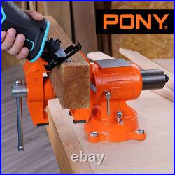 Pony 5 Inch Bench Vise Heavy Duty 5512 LBS Clamping Force 360 Degree Swivel Base