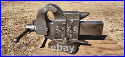 Rare Antique Chas Parker No 994 Swivel Base Anvil Vise With Wrench 4 Jaws, 85lb