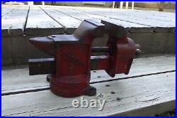 Rare Vintage Champion No. 4 Bench Vise with Anvil & Swivel Base 4 inch Wide Jaws