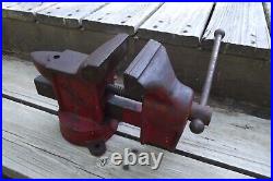 Rare Vintage Champion No. 4 Bench Vise with Anvil & Swivel Base 4 inch Wide Jaws