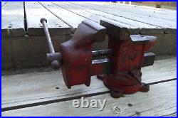 Rare Vintage Champion No. 4 Bench Vise with Anvil & Swivel Base 4 inch Wide Jaws