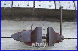 Rare Vintage Champion No. 4 Bench Vise with Anvil & Swivel Base 4 inch Wide Jaws