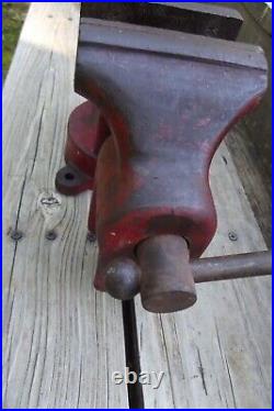 Rare Vintage Champion No. 4 Bench Vise with Anvil & Swivel Base 4 inch Wide Jaws