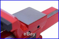 Red 5in Jaw Bench Vise Anvil Steel Body Swivel Base Table Top Pipe Clamp 6300lb