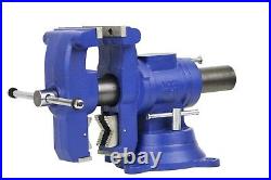 Rotating Head Pipe Bench Vise 5in Jaw Swivel Base Table Top Clamp Metal Shop New