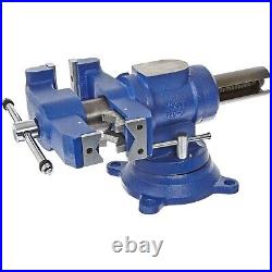 Rotating Head Pipe Bench Vise 5in Jaw Swivel Base Table Top Clamp Metal Shop New