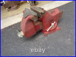 Starrett No. 015, 5'' Bench Vise with Swivel Base and Brass Removable Jaws, USA