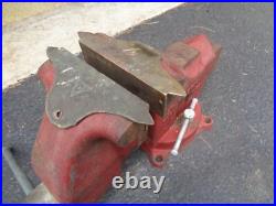 Starrett No. 015, 5'' Bench Vise with Swivel Base and Brass Removable Jaws, USA