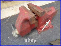 Starrett No. 015, 5'' Bench Vise with Swivel Base and Brass Removable Jaws, USA