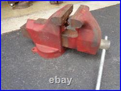 Starrett No. 015, 5'' Bench Vise with Swivel Base and Brass Removable Jaws, USA