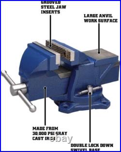 Swivel Base 4 Bench Vise with Hardened Steel Inserts for Home Projects