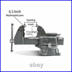 Swivel Base Work Bench Vise with Anvil 6.5 Width Pipe Jaw Heavy Duty Ductile Iron