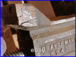 Used Craftsman Bench Vise 5242 3 1/2 Jaws And Pipe Jaws Swivel Base Free Ship