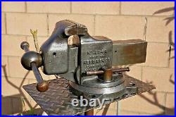 VINTAGE REED MFG. CO No. 204R SWIVEL MACHINIST VISE, 4'' JAWS, 54 LBS, ERIE PA USA