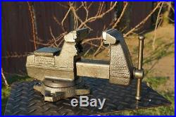 VINTAGE WILTON 3-1/2 JAW BENCH VISE With SWIVEL BASE AND PIPE GRIPS MADE IN USA