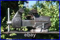 VTG. CRAFTSMAN 3-1/2 JAW BENCH VISE With SWIVEL BASE AND PIPE GRIPS MADE IN USA