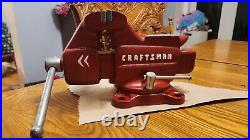 VTG Craftsman Bench Vise 3.5 Jaws Swivel Base 506-51801 Made In USA