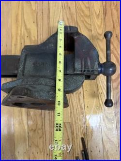 VTG LS Starrett Athol Machinist No 923 1/2 Swivel Base Tool Bench Vise Wood Work