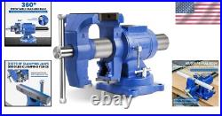 Versatile Heavy-Duty Bench Vise with Replaceable Jaws & Swivel Base 360°
