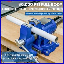 Versatile Heavy-Duty Bench Vise with Replaceable Jaws & Swivel Base 360°