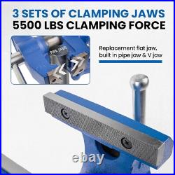 Versatile Heavy-Duty Bench Vise with Replaceable Jaws & Swivel Base 360°