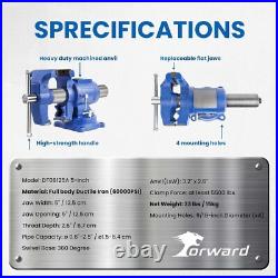 Versatile Heavy-Duty Bench Vise with Replaceable Jaws & Swivel Base 360°