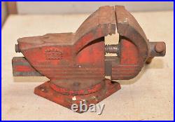 Vintage 1950's Wilton Shop King 3 1/2 jaw swivel base bench vise anvil horn V1
