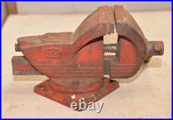 Vintage 1950's Wilton Shop King 3 1/2 jaw swivel base bench vise anvil horn V1