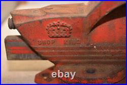 Vintage 1950's Wilton Shop King 3 1/2 jaw swivel base bench vise anvil horn V1