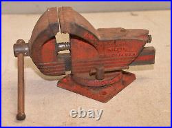 Vintage 1950's Wilton Shop King 3 1/2 jaw swivel base bench vise anvil horn V1