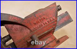 Vintage 1950's Wilton Shop King 3 1/2 jaw swivel base bench vise anvil horn V1