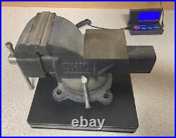 Vintage Bench Vise Tool Swivel Base Ohio Forge 4 Jaws Flat Anvil Plate Read
