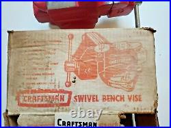 Vintage CRAFTSMAN 506-51801 BENCH VISE 3 1/2 Jaws Swivel Base Nice! NOS