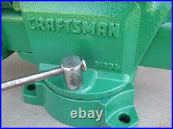 Vintage CRAFTSMAN Bench Vise 5-1/2 Jaws #51855 Machinist Vise Swivel Base