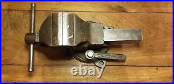 Vintage Charles Parker No 973-1/2 Swivel Base Bench Vise, 3-1/2 Jaws, 44lbs