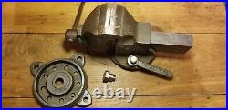 Vintage Charles Parker No 973-1/2 Swivel Base Bench Vise, 3-1/2 Jaws, 44lbs