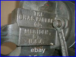 Vintage Chas Parker 974 Machinist Bench Vise 4 Jaws Swivel Base