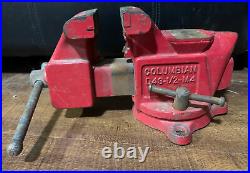 Vintage Columbian D43 1/2 M4 3 5/8 Wide Jaws Swivel Base Bench Vise Made in USA