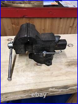 Vintage Columbian D5 D55 Swivel Base Bench Vise 5.5 Jaws Blacksmith Nice USA