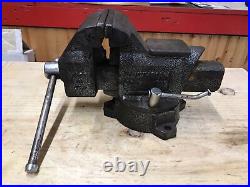 Vintage Columbian D5 D55 Swivel Base Bench Vise 5.5 Jaws Blacksmith Nice USA