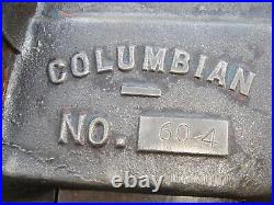 Vintage Columbian No. 604 Blacksmith Bench Vise with Swivel Base 4 Jaws NICE