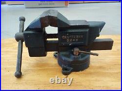 Vintage Craftsman 5242 Bench Vise 3 1/2 Jaws Swivel Base 1940's Nice