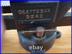 Vintage Craftsman 5242 Bench Vise 3 1/2 Jaws Swivel Base 1940's Nice