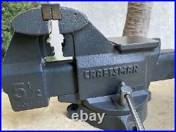 Vintage Craftsman 5-1/2 Bench Vise Swivel Base Pipe Jaws 51871 38 lbs. USA