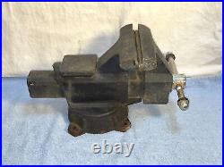 Vintage HEAVY DUTY Cast Iron COLUMBIAN D6 6 Bench VISE Anvil Pipe SWIVEL BASE